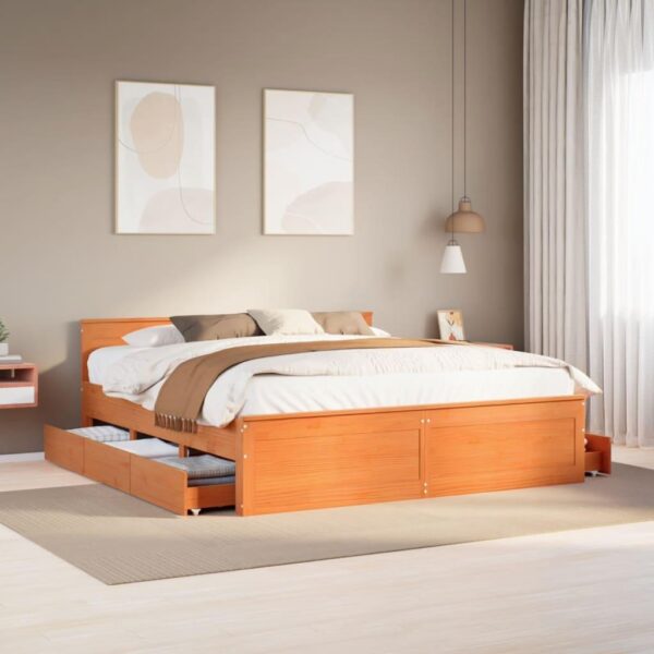 Sengeramme m. sengegavl 200x200 cm uden madras massivt fyr brun