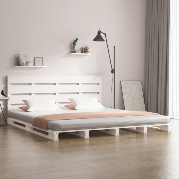 Sengeramme uden madras 140x200 cm massivt fyrretræ hvid