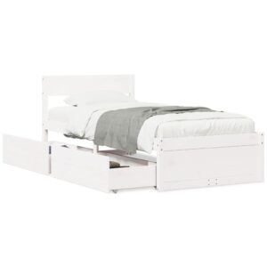 Sengeramme uden madras 90x200 cm massivt fyrretræ hvid