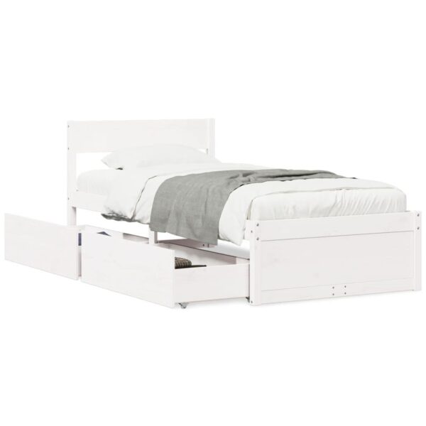 Sengeramme uden madras 90x200 cm massivt fyrretræ hvid