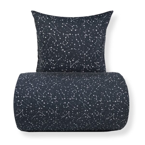 Sengetøj - 100% Bomuld - Zodiac black - Vendbart med stjerner