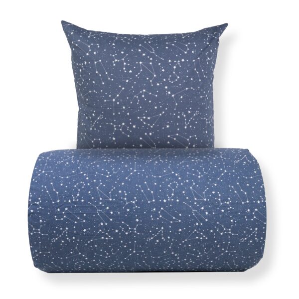 Sengetøj - 100% Bomuld - Zodiac blue - Vendbart med stjerner