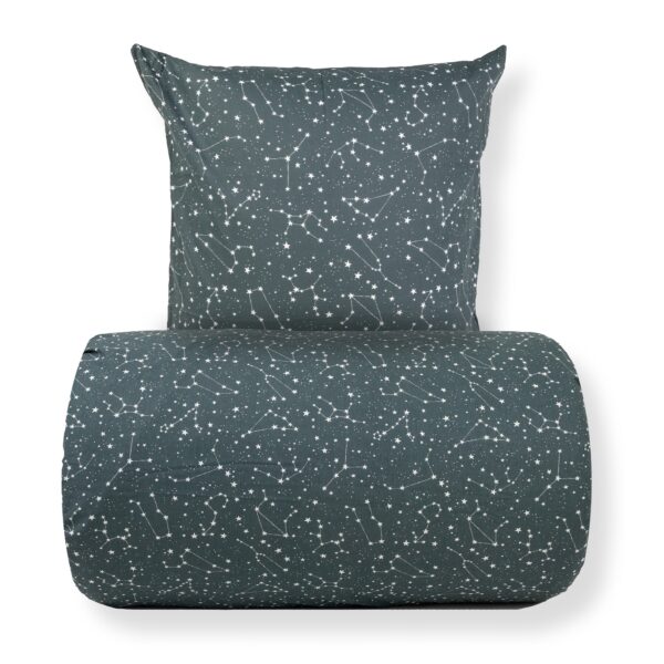 Sengetøj - 100% Bomuld - Zodiac green - Vendbart med stjerner