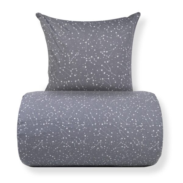 Sengetøj - 100% Bomuld - Zodiac grey - Vendbart med stjerner