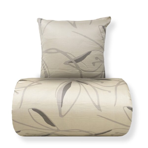 Sengetøj - 100% bomuldssatin - Iris - Beige blomster print