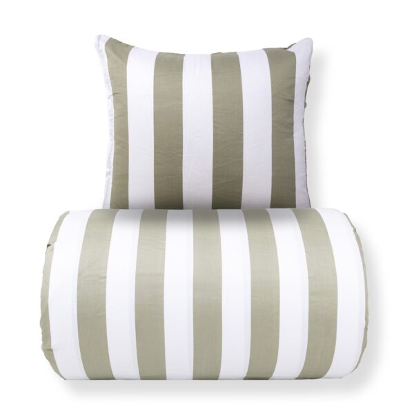 Sengetøj - 100% bomuldssatin - Nordic Stripe - Brede olivengrønne striber