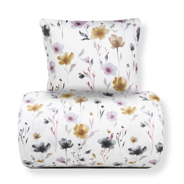 Sengetøj - bomuldssatin - Hvidt blomster print
