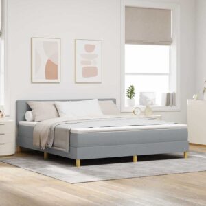 vidaXL Box spring seng med pude Lysegrå 180 x 200 cm Stof