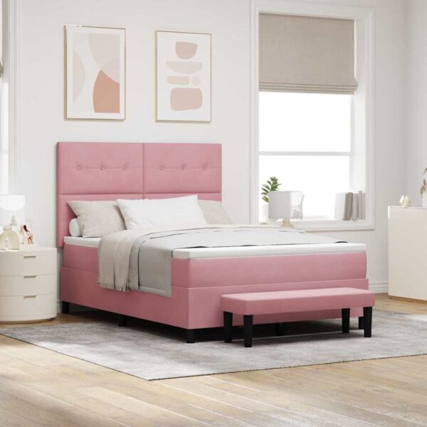 vidaXL Box spring seng med pude Lyserød 200 x 140 cm Fløjl