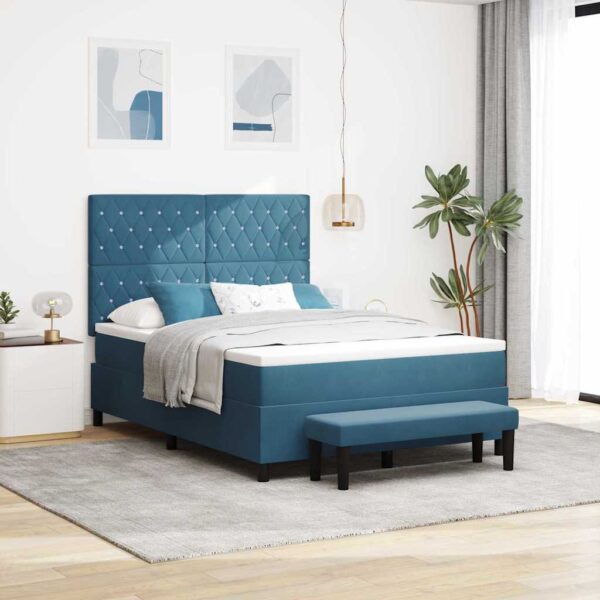 vidaXL Box spring seng med pude Mørkeblå 200 x 140 cm Fløjl