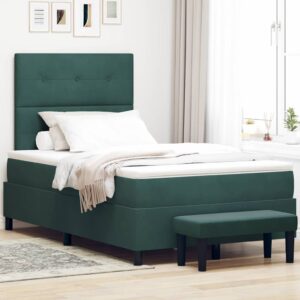 vidaXL Box spring seng med pude Mørkegrøn 190 x 120 cm Fløjl