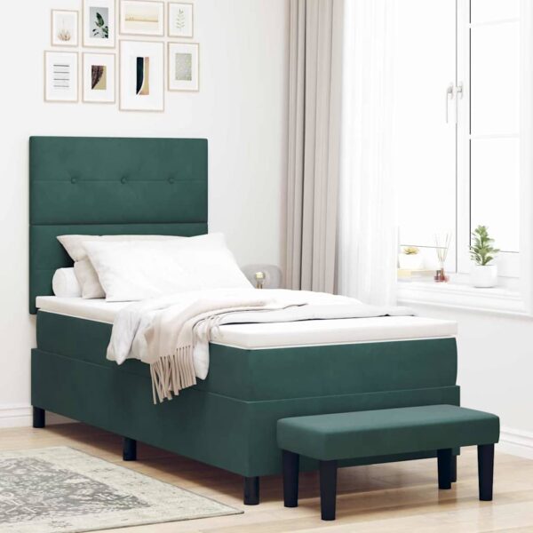 vidaXL Box spring seng med pude Mørkegrøn 200 x 80 cm Fløjl