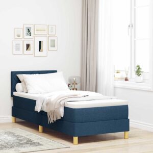 vidaXL Box spring seng med pude med hovedgærde Blå 80 x 200 cm Stof