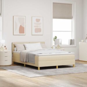 vidaXL Box spring seng med pude med hovedgærde Creme 160 x 200 cm Stof