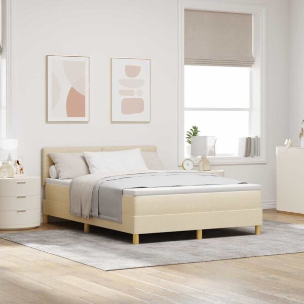 vidaXL Box spring seng med pude med hovedgærde Creme 160 x 200 cm Stof