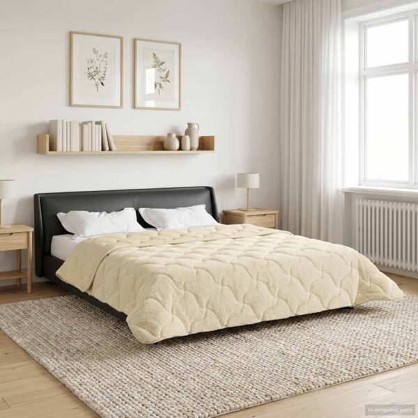 vidaXL Helårs dyne Creme 240 x 260 cm Mikrofiber og Teddy fleece