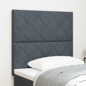 vidaXL LED sengegavl Mørkegrå 90 cm Fløjl