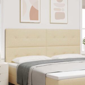 vidaXL LED sengegavl med LED-lysstrimler Creme 200 cm Stof