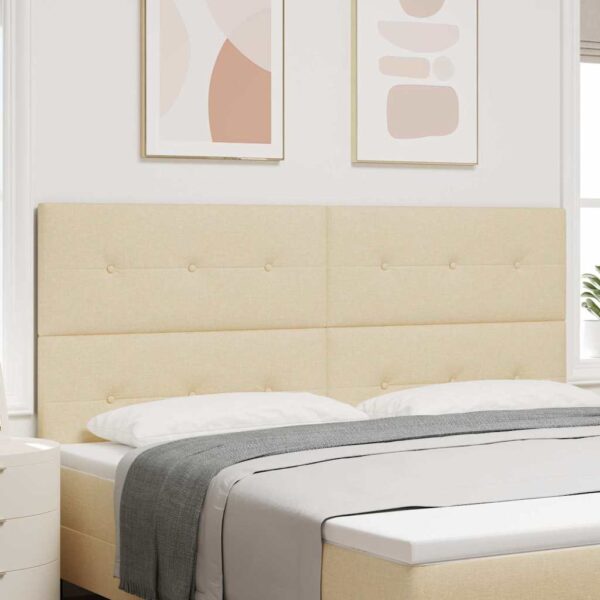 vidaXL LED sengegavl med LED-lysstrimler Creme 200 cm Stof