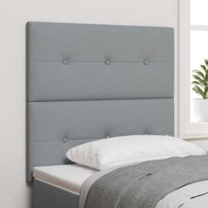 vidaXL LED sengegavl med LED-lysstrimler Lysegrå 90 cm Stof