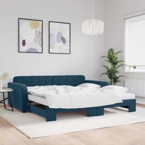 vidaXL daybed med udtræk og madras 100x200 cm velour blå