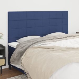 vidaXL sengegavl blå 200x5x118/128 cm stof