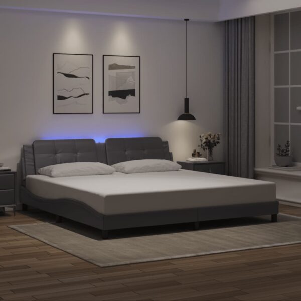 vidaXL sengeramme med LED uden madras Zadar 200x200 cm grå