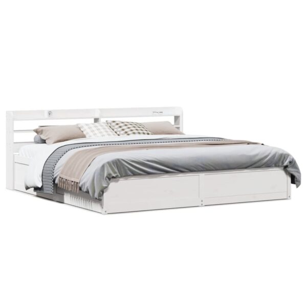 vidaXL sengeramme med sengegavl 200x200 cm massivt fyrretræ hvid
