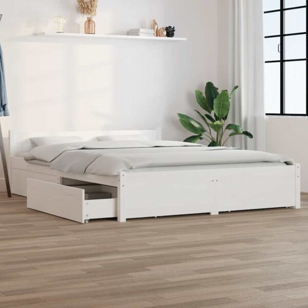 vidaXL sengeramme med skuffer 140x200 cm hvid