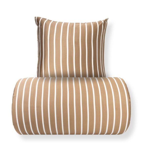 Bambus sengetøj 140x220 cm - 100% bambus - Beige stribet