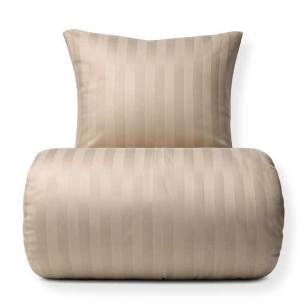 Bambus sengetøj 140x220 cm - 100% bambus - Sandfarvet jacquardvævet striber