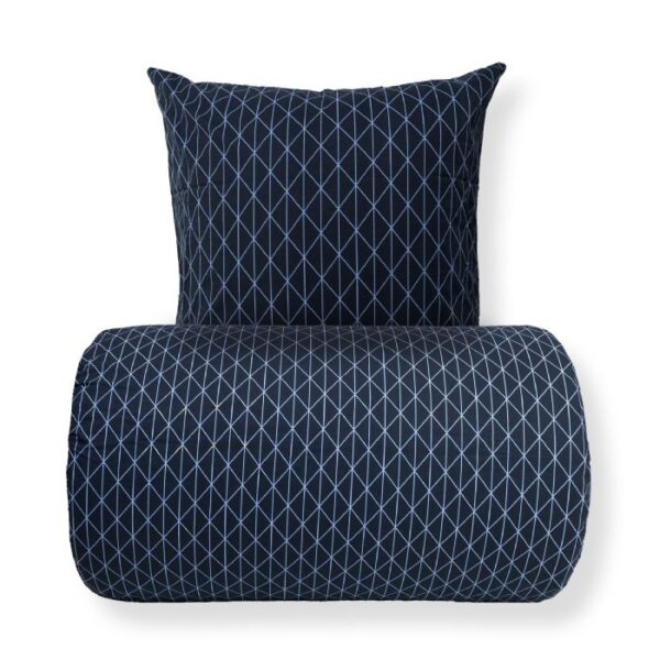 Dobbelt sengetøj 200x200 cm - 100% Bomuld - Vendbart med blåt harlequin design