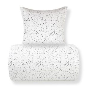 Dobbelt sengetøj 200x200 cm - 100% Bomuld - Zodiac white - Vendbart med stjerner