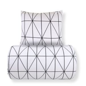 Dobbelt sengetøj 200x200 cm - 100% bomuld - Hvidt med sorte harlekintern