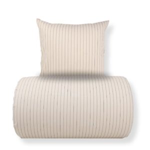 Dobbelt sengetøj 200x200 cm - 100% bomuld - Sandfarvet med brune striber
