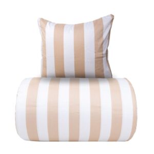 Dobbelt sengetøj 200x200 cm - 100% bomuldssatin - Nordic Stripe - Brede naturfarvet striber