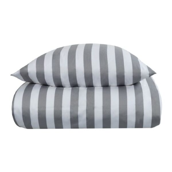 Dobbelt sengetøj 200x200 cm - 100% bomuldssatin - Nordic Stripe - Grå striber