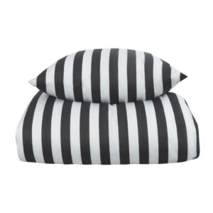 Dobbelt sengetøj 200x200 cm - 100% bomuldssatin - Nordic Stripe - Mørkegrå striber