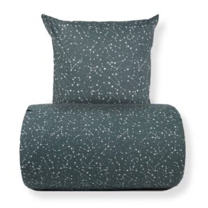 Dobbelt sengetøj 200x220 cm - 100% Bomuld - Zodiac green - Vendbart med stjerner