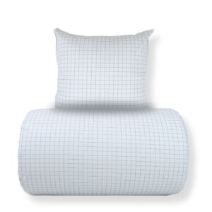 Dobbelt sengetøj 200x220 cm - 100% bomuld - Blåt med mørkeblå tern