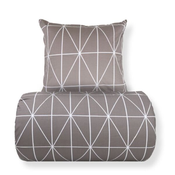 Dobbelt sengetøj 200x220 cm - 100% bomuld - Gråt med hvide harlekintern
