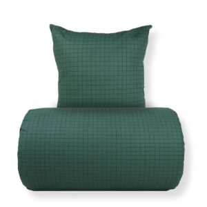 Dobbelt sengetøj 200x220 cm - 100% bomuld - Grønt med mørkegrønne tern