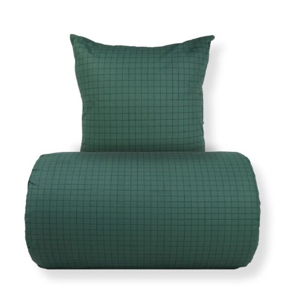 Dobbelt sengetøj 200x220 cm - 100% bomuld - Grønt med mørkegrønne tern