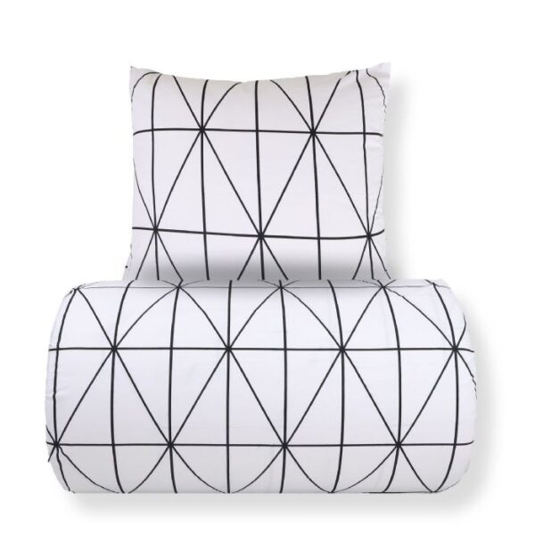 Dobbelt sengetøj 200x220 cm - 100% bomuld - Hvidt med sorte harlekintern