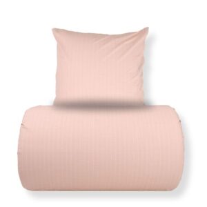 Dobbelt sengetøj 200x220 cm - 100% bomuld - Rosa med hvide striber