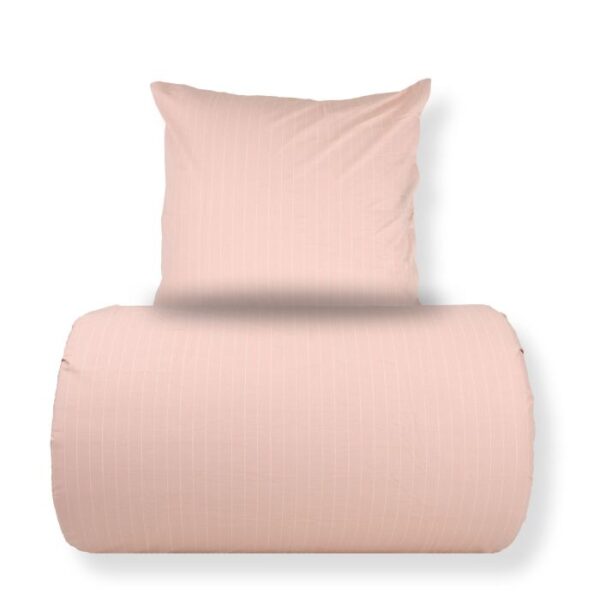 Dobbelt sengetøj 200x220 cm - 100% bomuld - Rosa med hvide striber