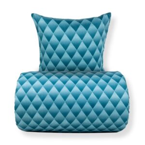Dobbelt sengetøj 200x220 cm - 100% bomuldssatin - Blåt 3D harlekinmønster