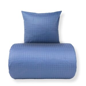 Dobbelt sengetøj 200x220 cm - 100% bomuldssatin - Blåt jacquardvævet - Ensfarvet