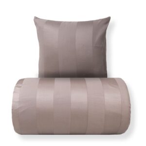 Dobbelt sengetøj 200x220 cm - 100% bomuldssatin - Karen - Sandfarvet jacquardvævet striber