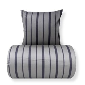 Dobbelt sengetøj 200x220 cm - 100% bomuldssatin - Lana - Grå og sorte striber